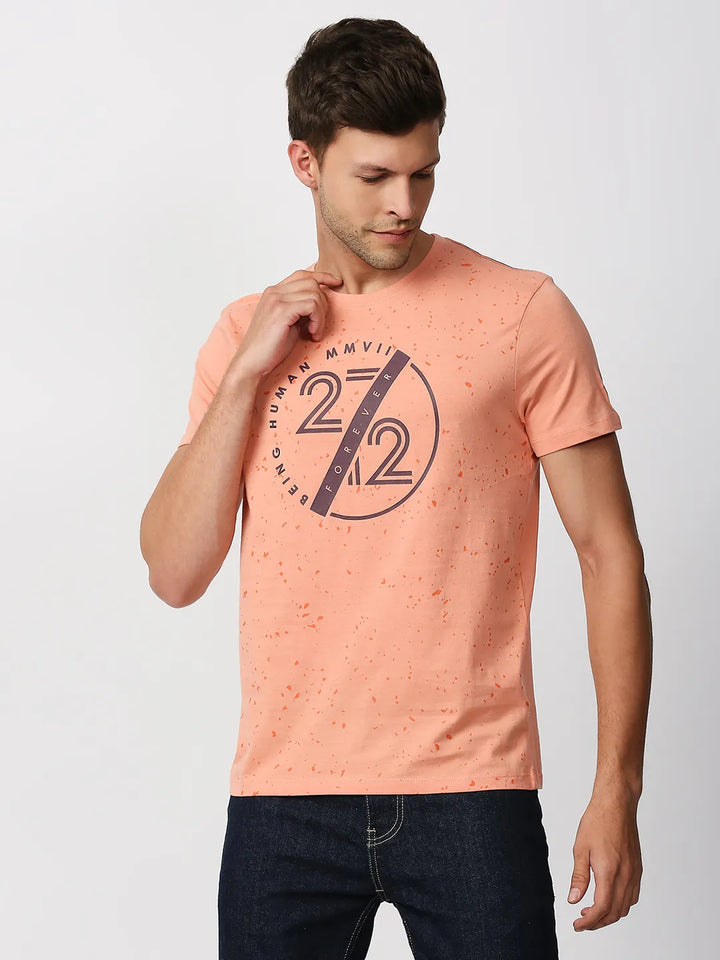 Orange Regular Fit Men's Short Sleeves T-Shirt by Being Human Clothing