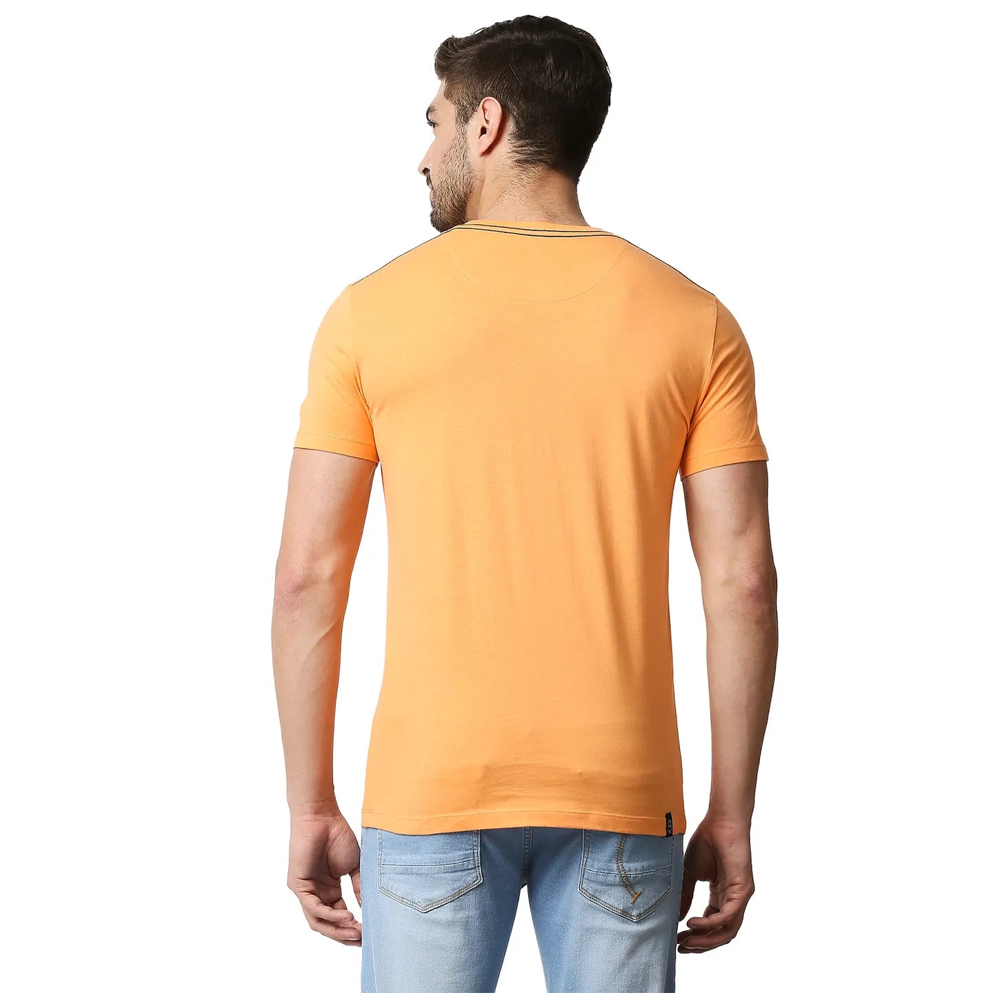 Light Orange Regular Fit Round Neck Men's T-Shirt by Being Human Clothing