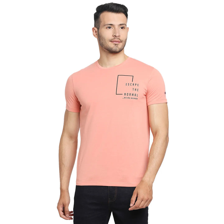 Pink Regular Fit Men's Short Sleeves T-Shirt by Being Human Clothing
