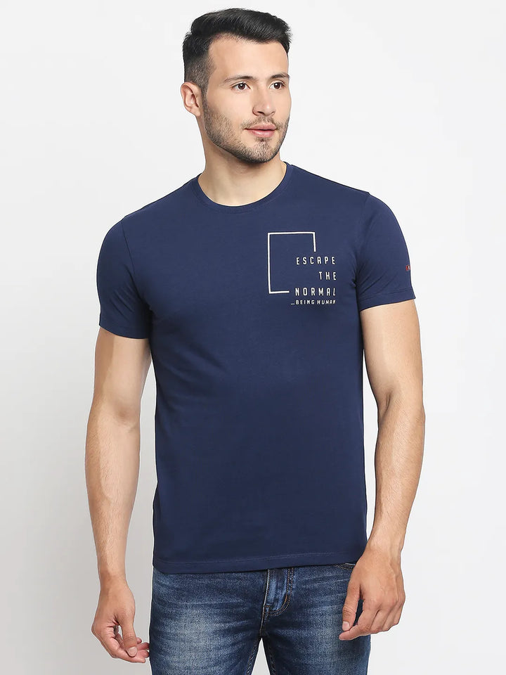 Blue Regular Fit Men's Short Sleeves T-Shirt by Being Human Clothing