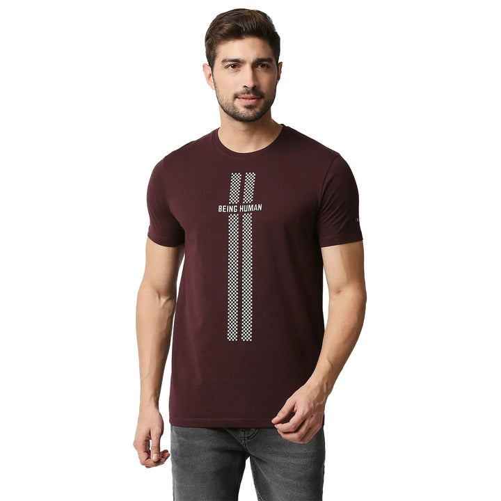 Dark Wine Regular Fit Men's Short Sleeves T-Shirt by Being Human Clothing