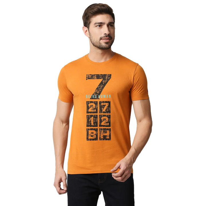 Yellow Regular Fit Men's Short Sleeves T-Shirt by Being Human Clothing