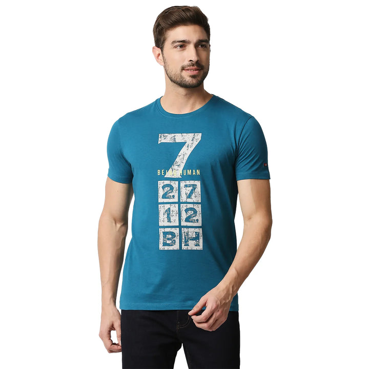 Teal Regular Fit Men's Short Sleeves T-Shirt by Being Human Clothing
