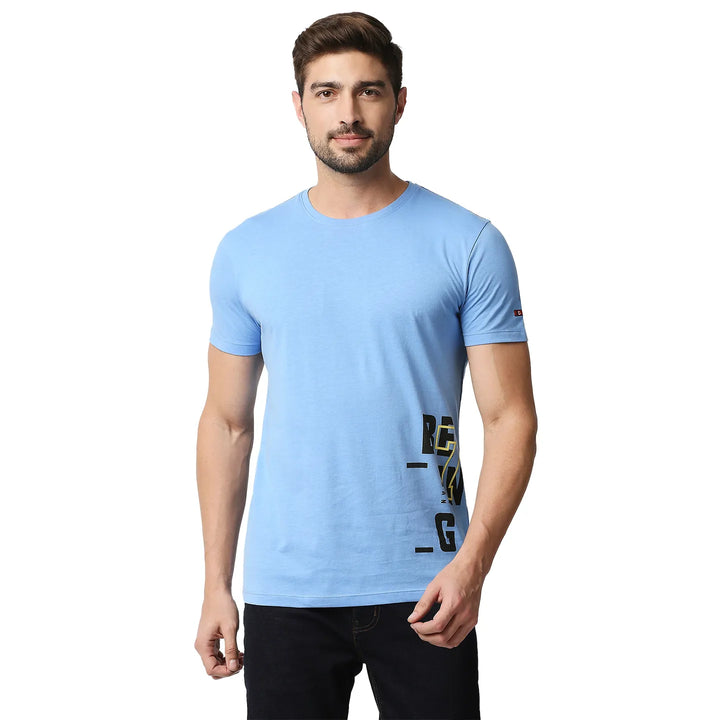Blue Regular Fit Men's Short Sleeves T-Shirt by Being Human Clothing