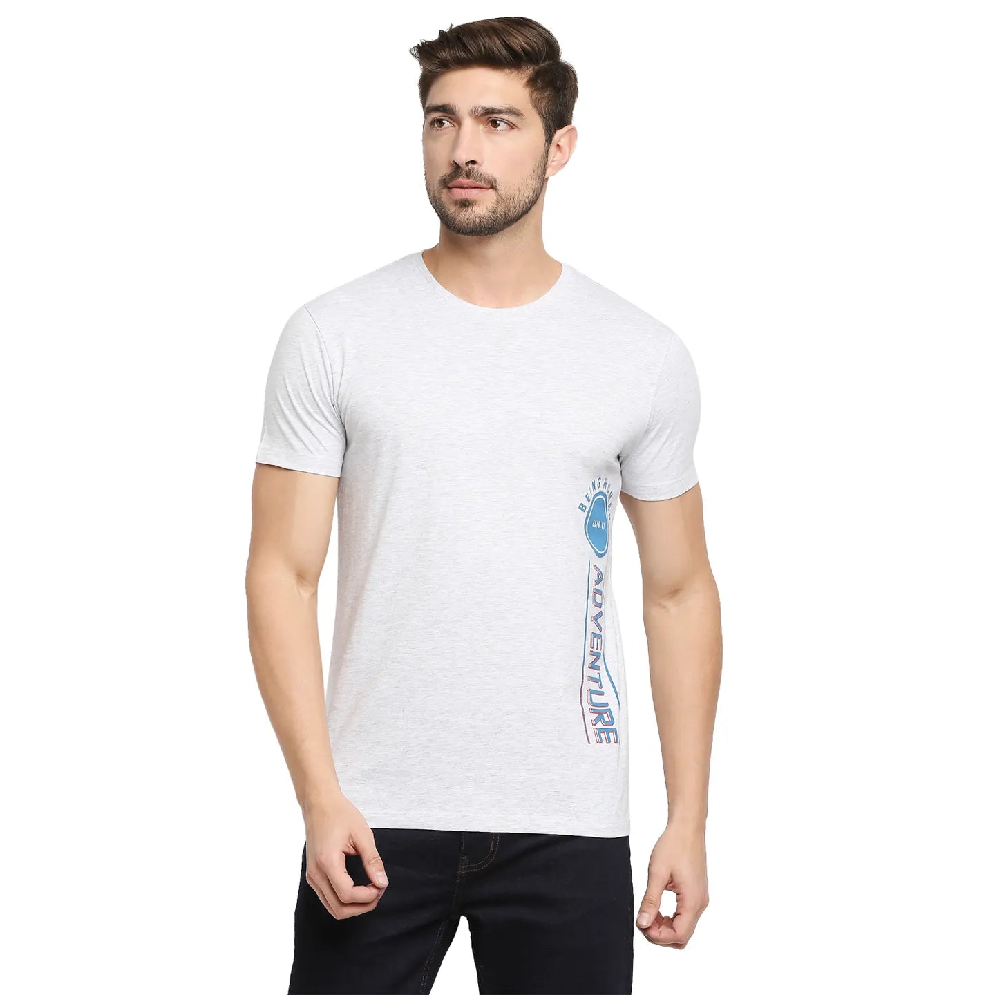 Grey Regular Fit Men's Short Sleeves T-Shirt by Being Human Clothing