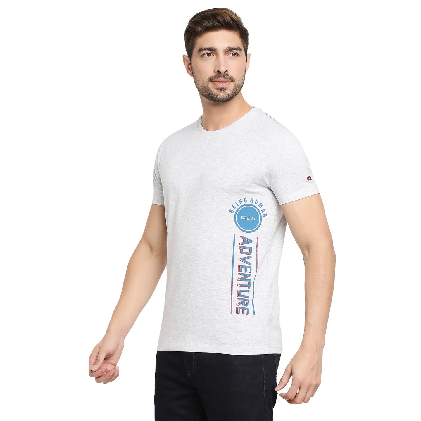 Grey Regular Fit Men's Short Sleeves T-Shirt by Being Human Clothing