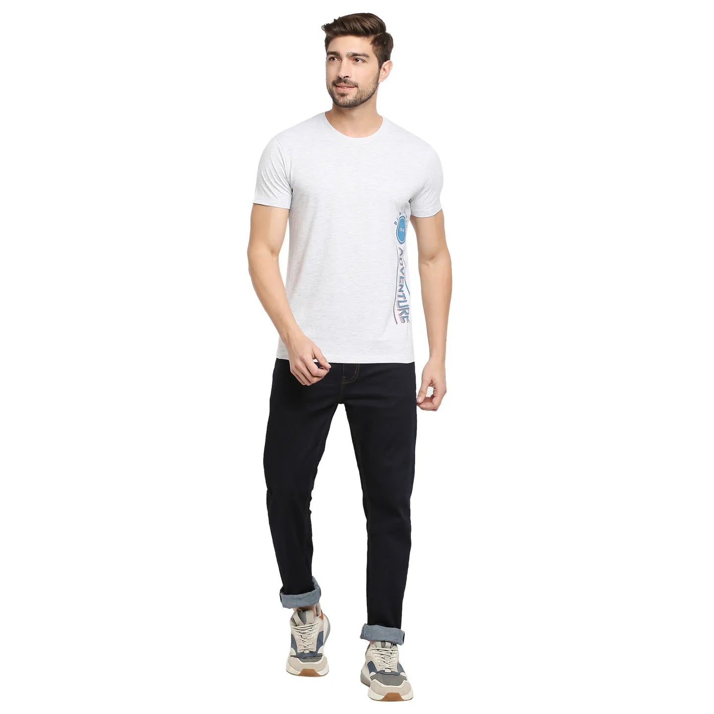 Grey Regular Fit Men's Short Sleeves T-Shirt by Being Human Clothing