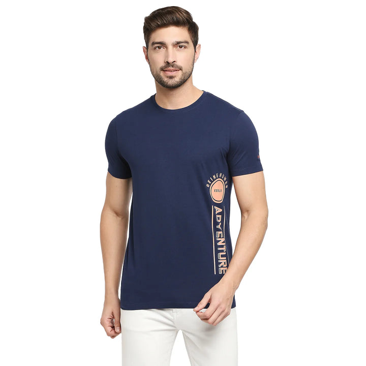 Blue Regular Fit Men's Short Sleeves T-Shirt by Being Human Clothing
