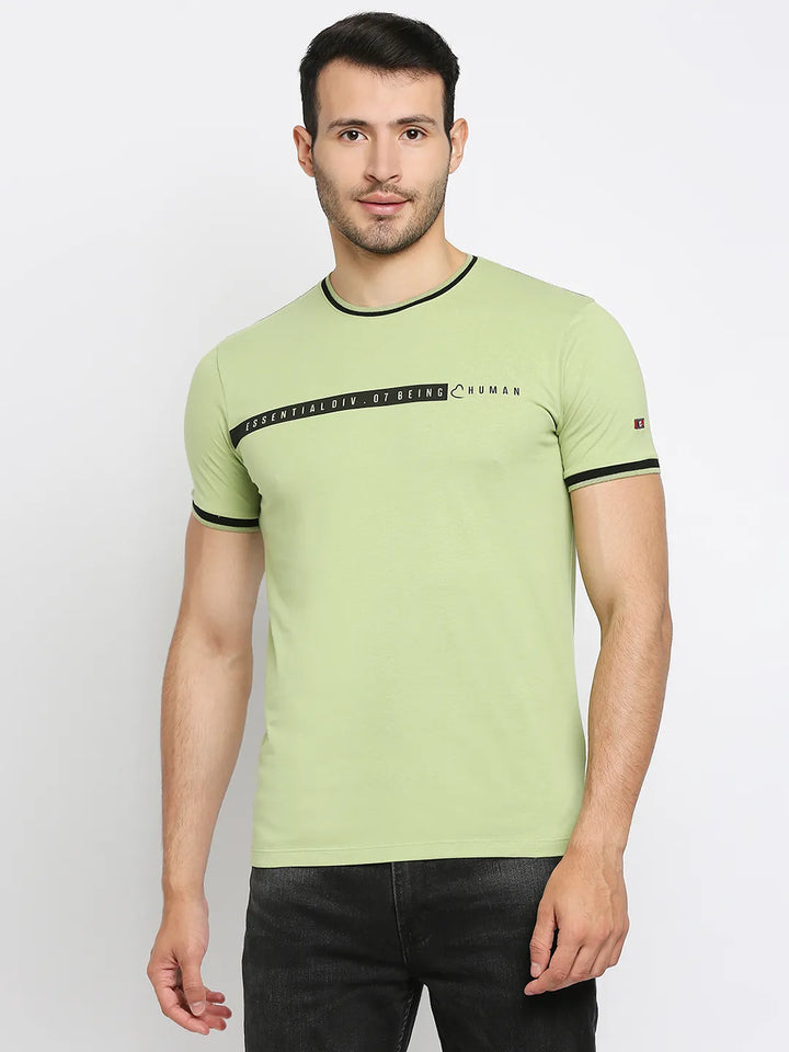 Green Regular Fit Men's Short Sleeves T-Shirt by Being Human Clothing