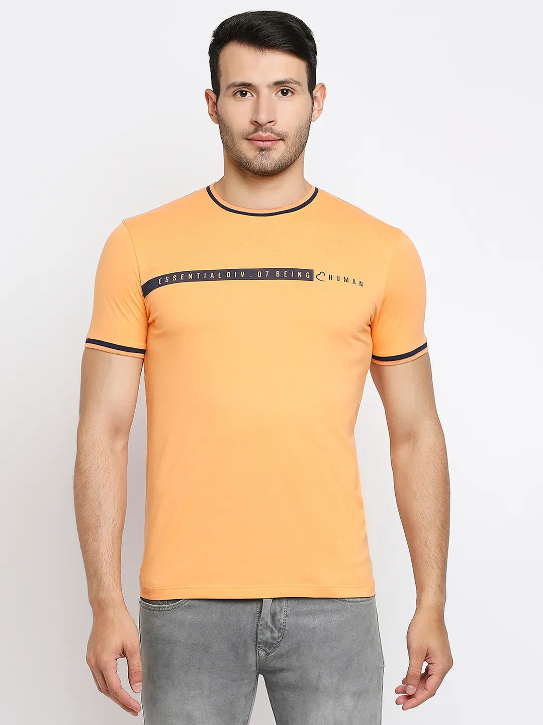 Orange Regular Fit Men's Short Sleeves T-Shirt by Being Human Clothing