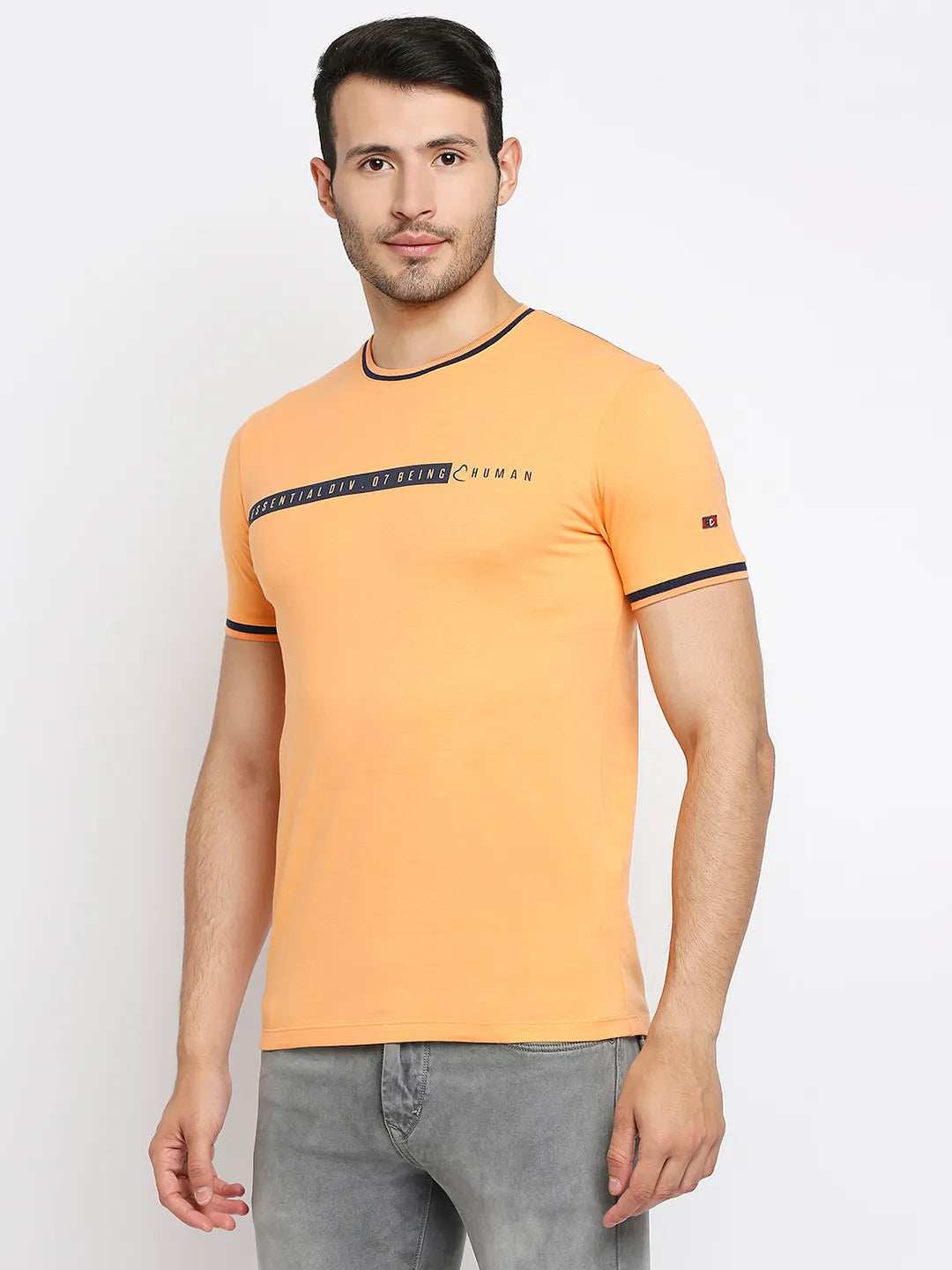 Orange Regular Fit Men's Short Sleeves T-Shirt by Being Human Clothing