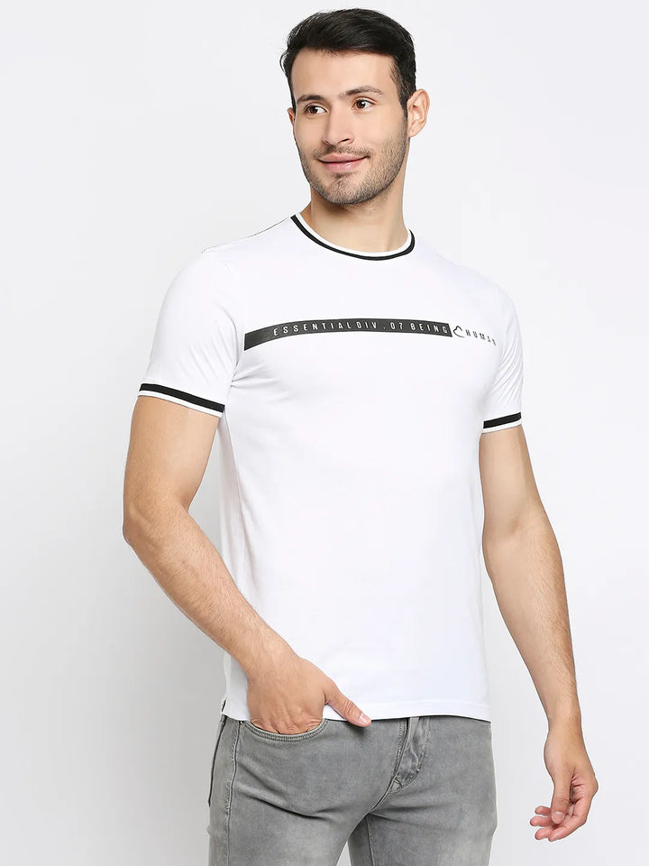 White Regular Fit Men's Short Sleeves T-Shirt by Being Human Clothing