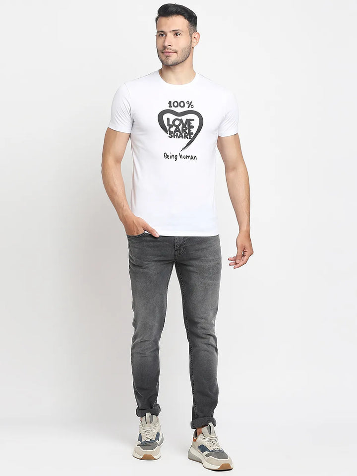White Regular Fit Men's Short Sleeves T-Shirt by Being Human Clothing