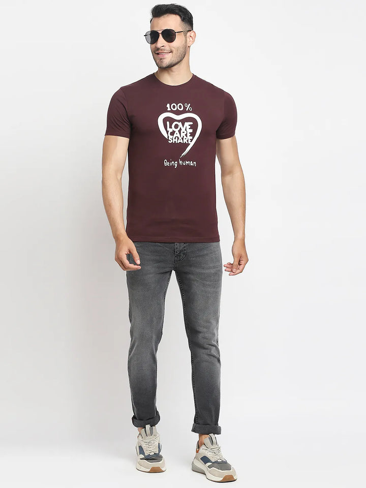 Dark Wine Regular Fit Men's Short Sleeves T-Shirt by Being Human Clothing