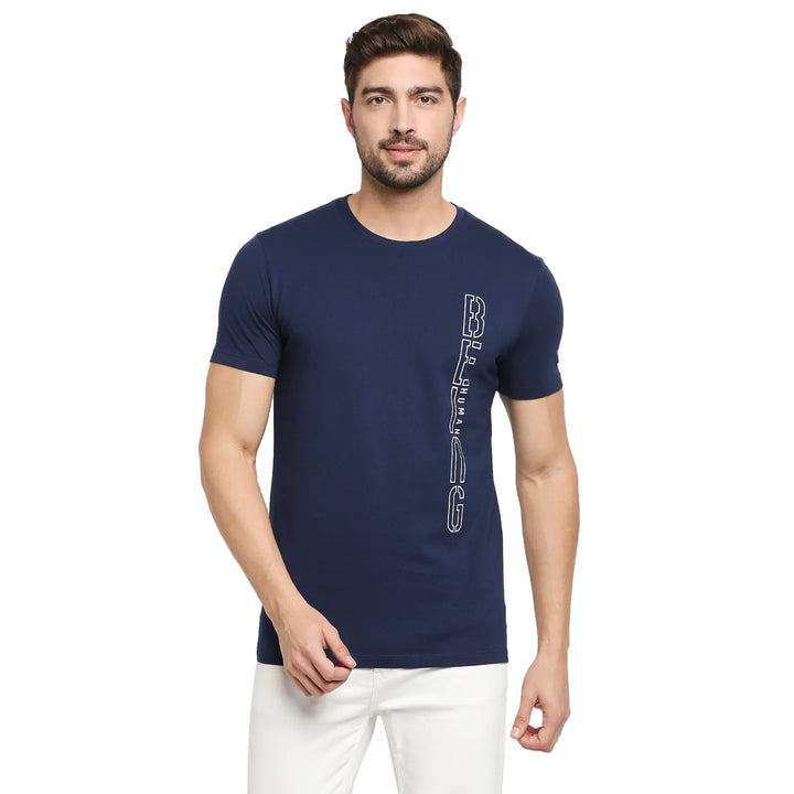 Blue Regular Fit Men's Short Sleeves T-Shirt by Being Human Clothing