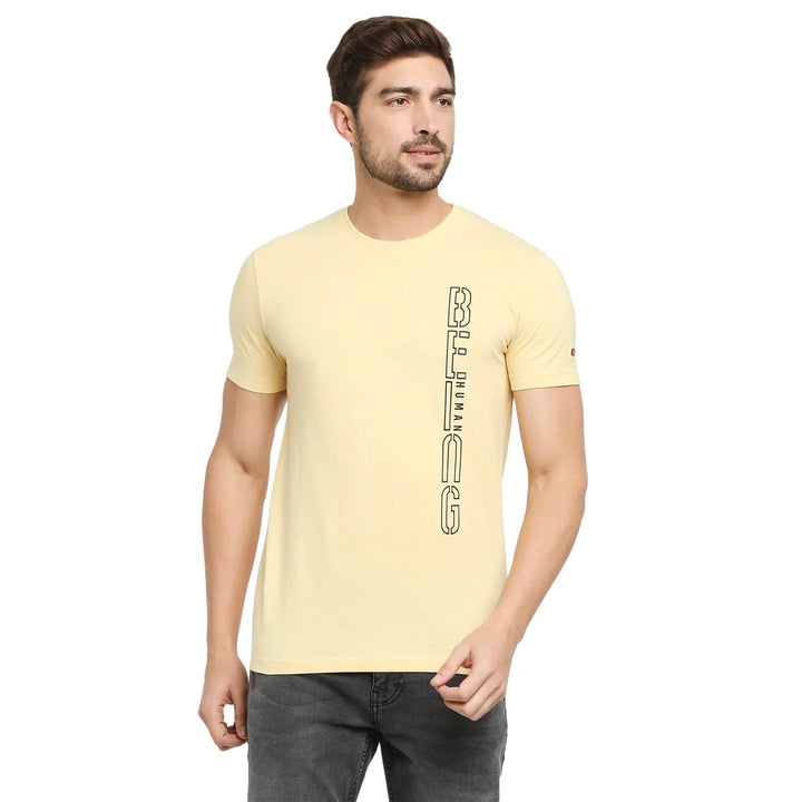 Yellow Regular Fit Men's Short Sleeves T-Shirt by Being Human Clothing