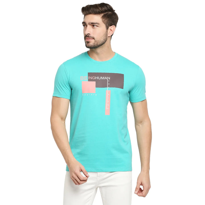 Blue Regular Fit Men's Short Sleeves T-Shirt by Being Human Clothing