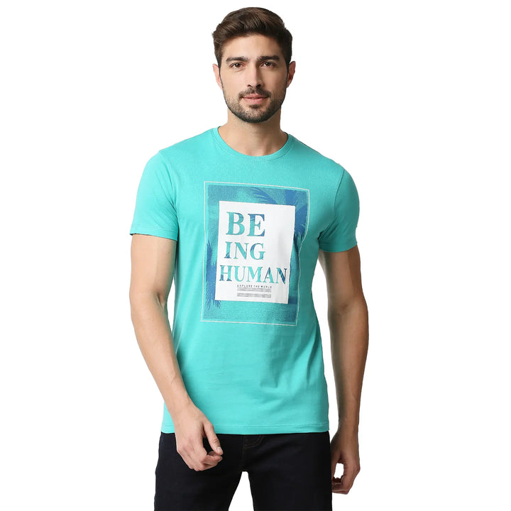 Blue Regular Fit Men's Short Sleeves T-Shirt by Being Human Clothing