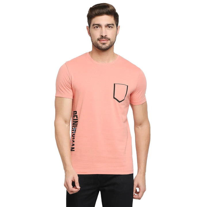 Pink Regular Fit Men's Short Sleeves T-Shirt by Being Human Clothing