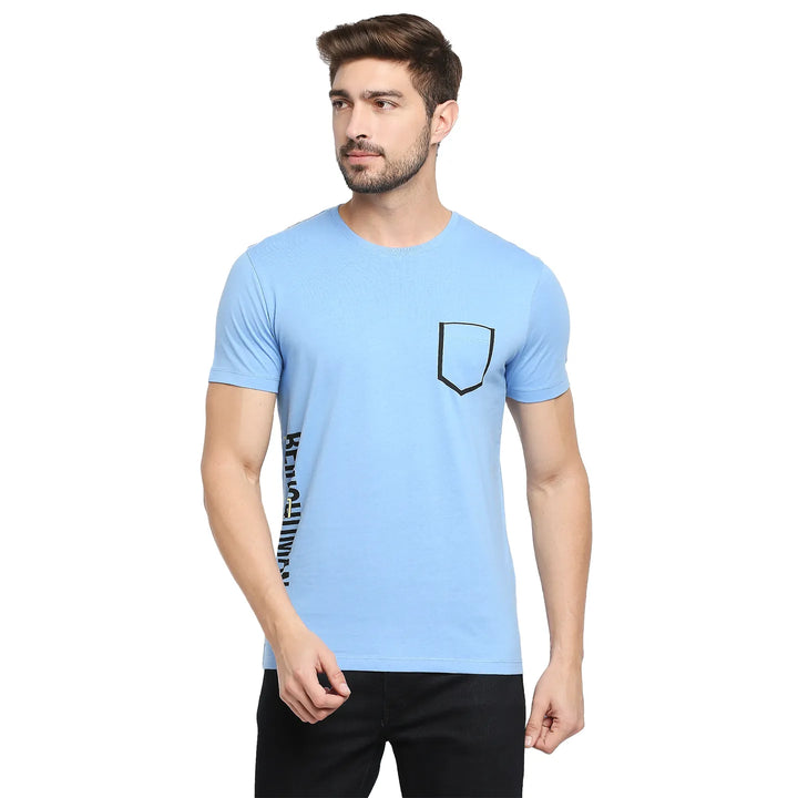 Blue Regular Fit Men's Short Sleeves T-Shirt by Being Human Clothing