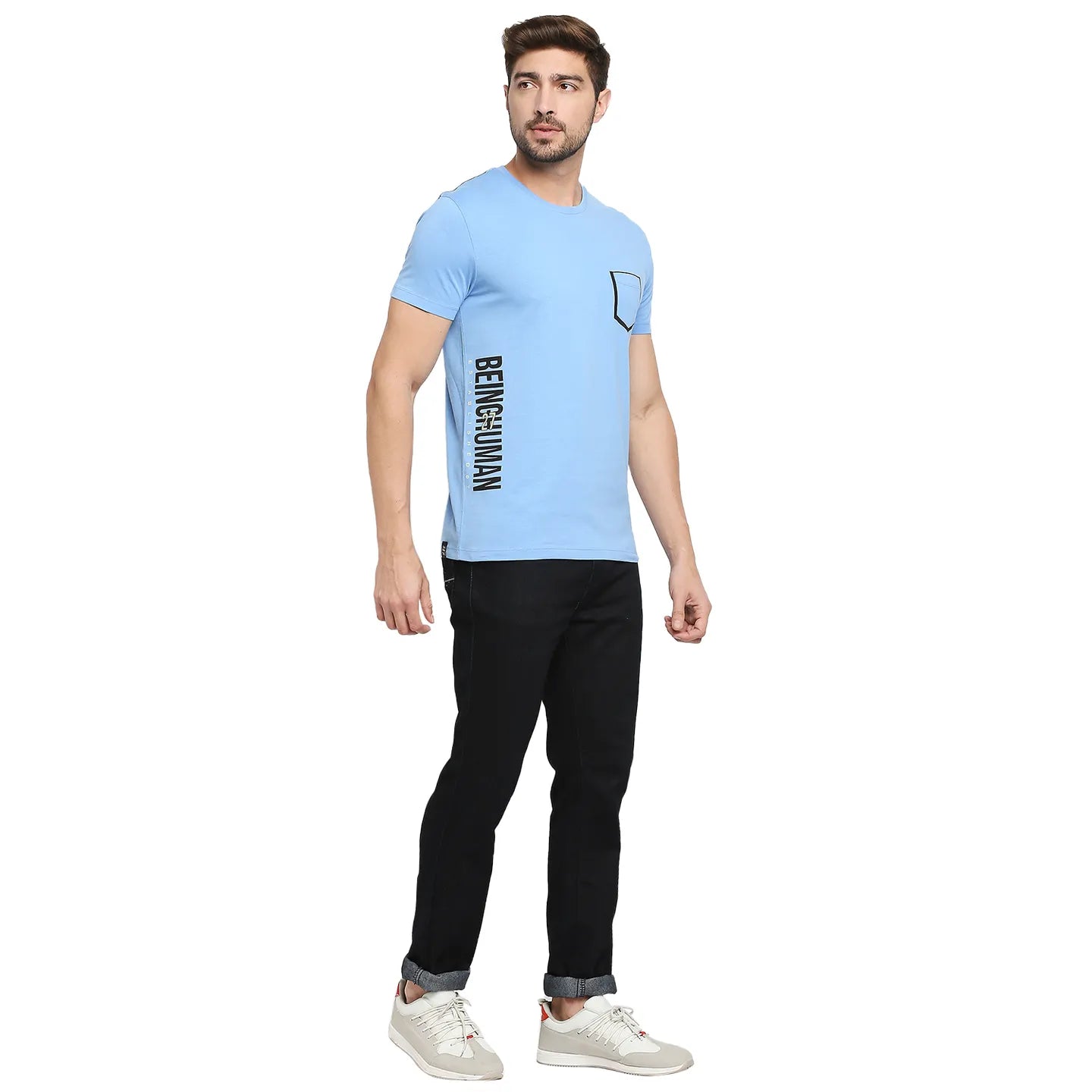 Blue Regular Fit Men's Short Sleeves T-Shirt by Being Human Clothing