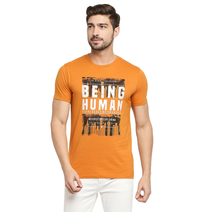 Yellow Regular Fit Men's Short Sleeves T-Shirt by Being Human Clothing