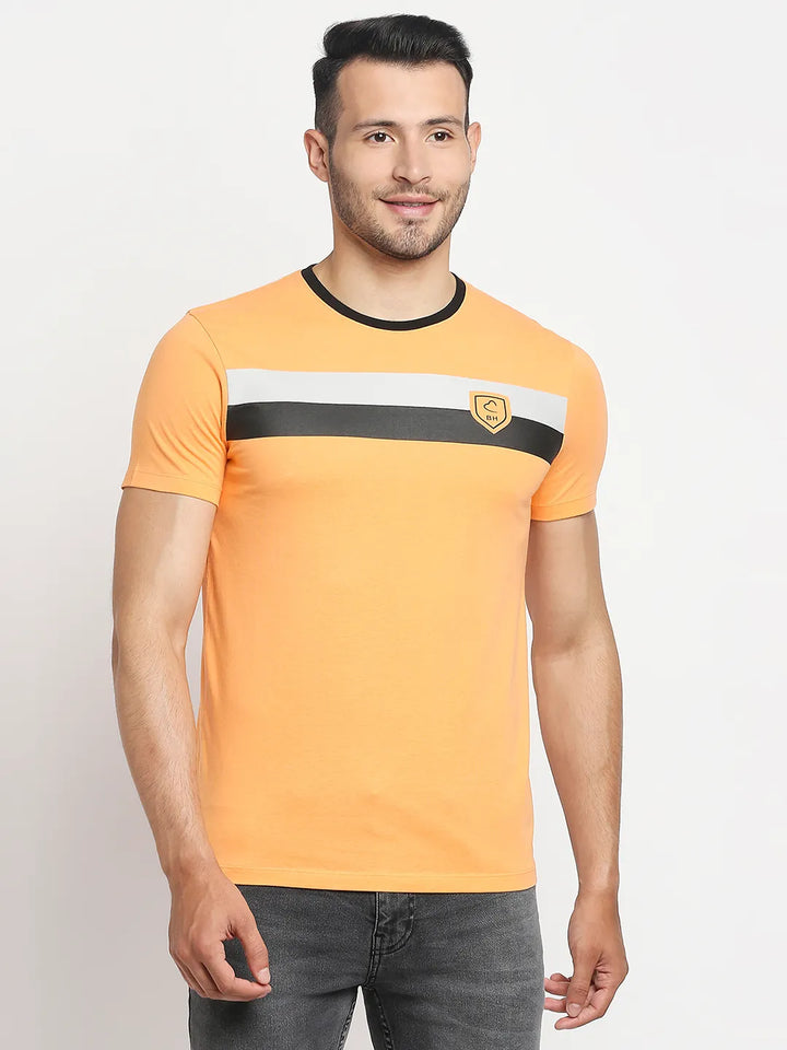 Orange Regular Fit Men's Short Sleeves T-Shirt by Being Human Clothing