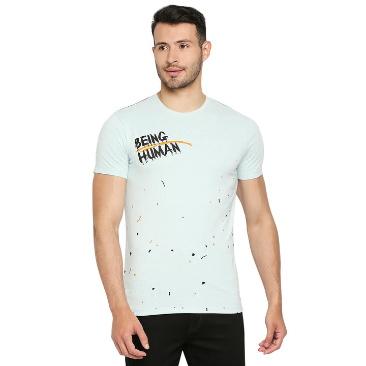 Grey Regular Fit Men's Short Sleeves T-Shirt by Being Human Clothing