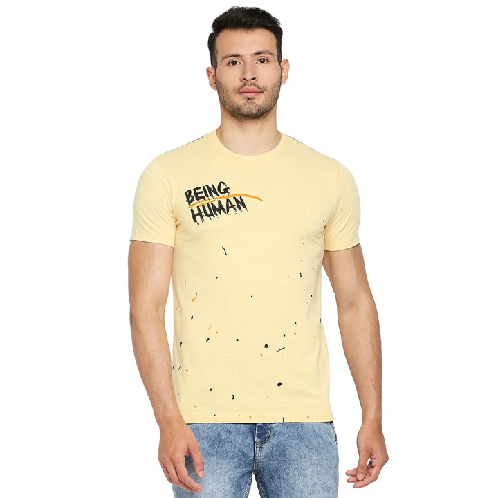 Yellow Regular Fit Men's Short Sleeves T-Shirt by Being Human Clothing