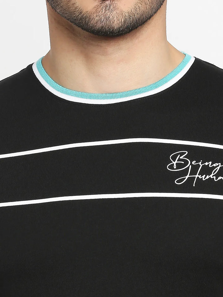 Black Regular Fit Men's Short Sleeves T-Shirt by Being Human Clothing