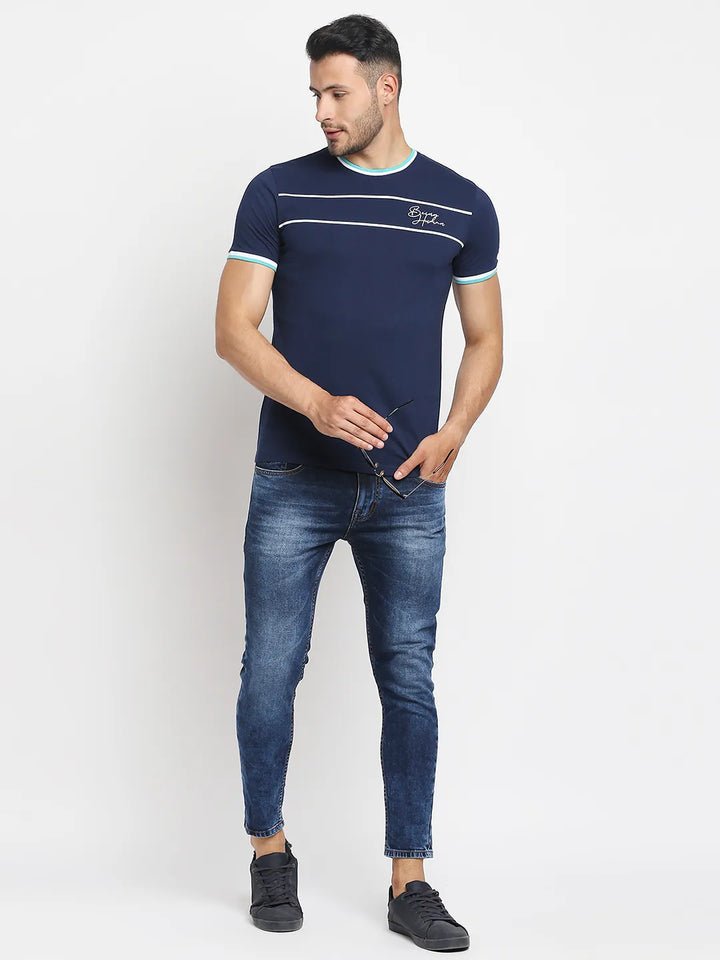 Blue Regular Fit Men's Short Sleeves T-Shirt by Being Human Clothing