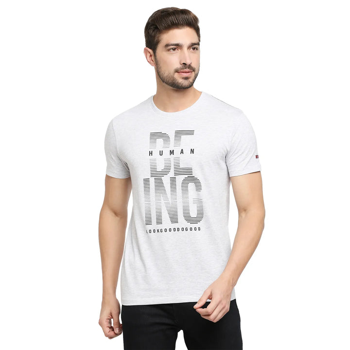 Grey Regular Fit Men's Short Sleeves T-Shirt by Being Human Clothing