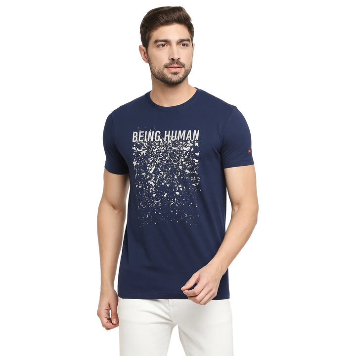 Blue Regular Fit Men's Short Sleeves T-Shirt by Being Human Clothing