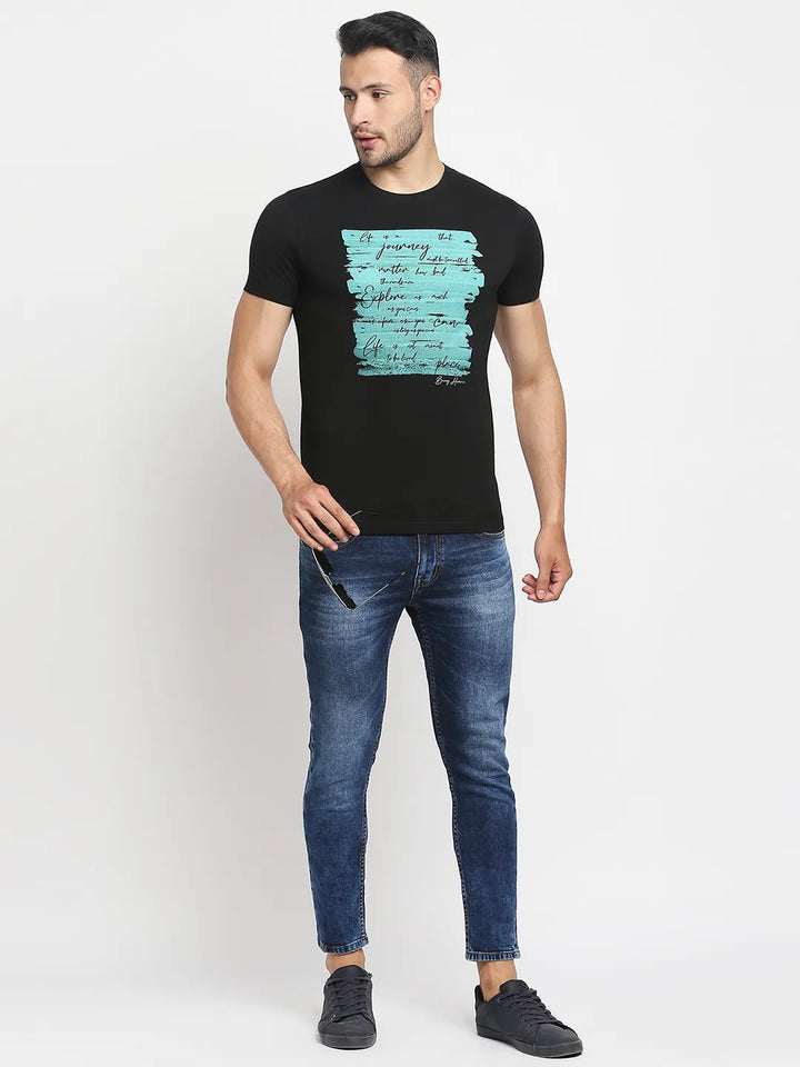 Black Regular Fit Men's Short Sleeves T-Shirt by Being Human Clothing