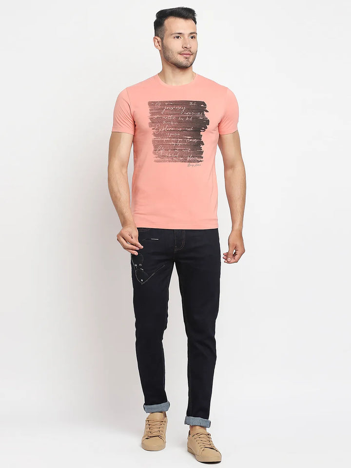 Pink Regular Fit Men's Short Sleeves T-Shirt by Being Human Clothing