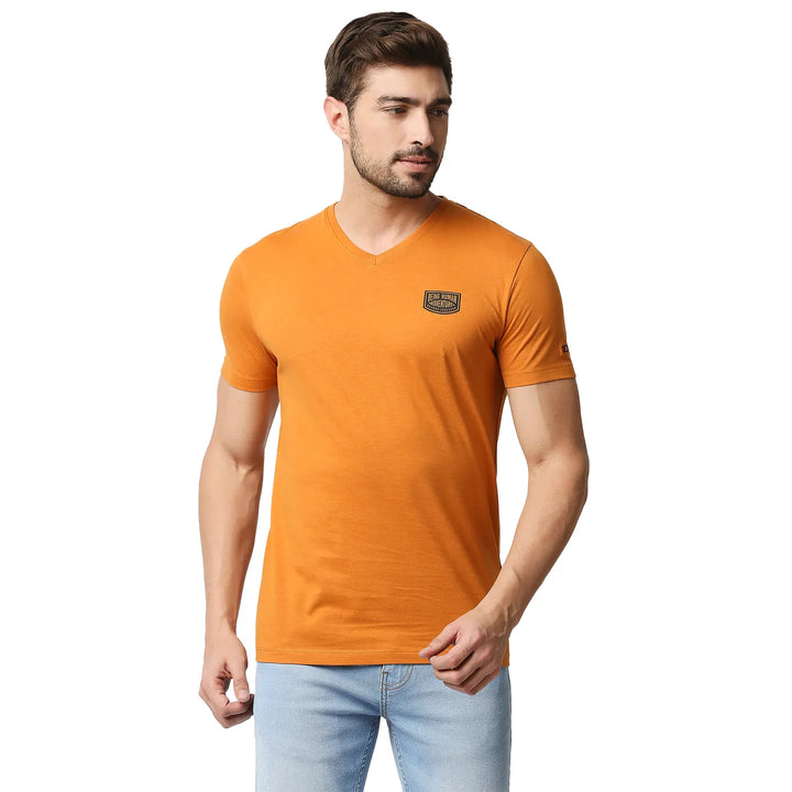 Orange Regular Fit Men's Short Sleeves T-Shirt by Being Human Clothing