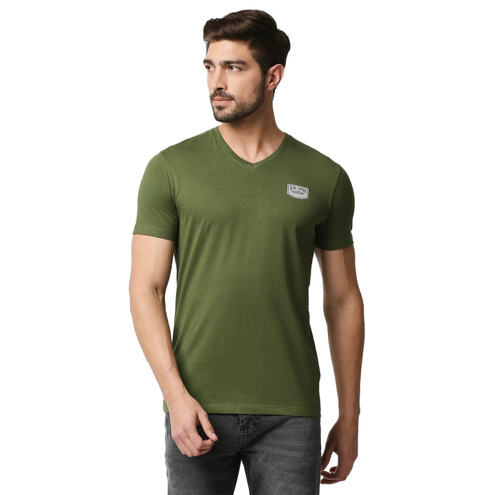 Green Regular Fit Men's Short Sleeves T-Shirt by Being Human Clothing