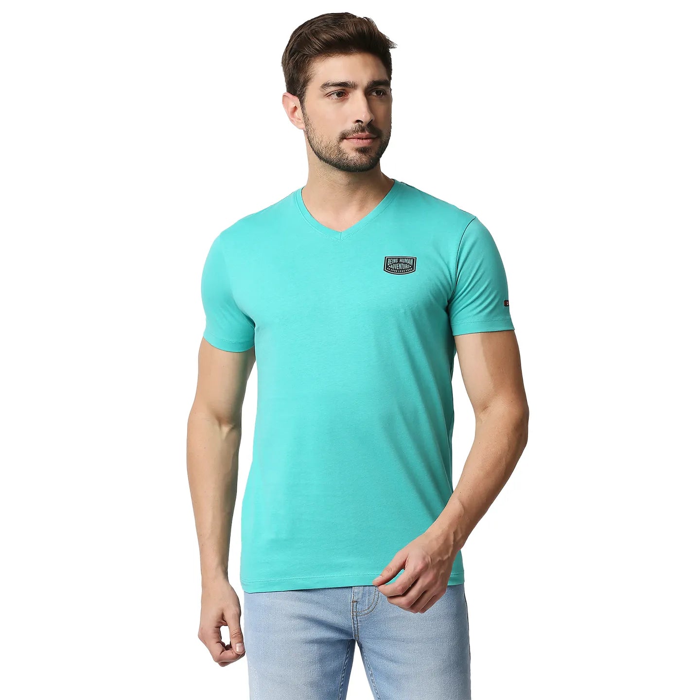 Blue Regular Fit Men's Short Sleeves T-Shirt by Being Human Clothing
