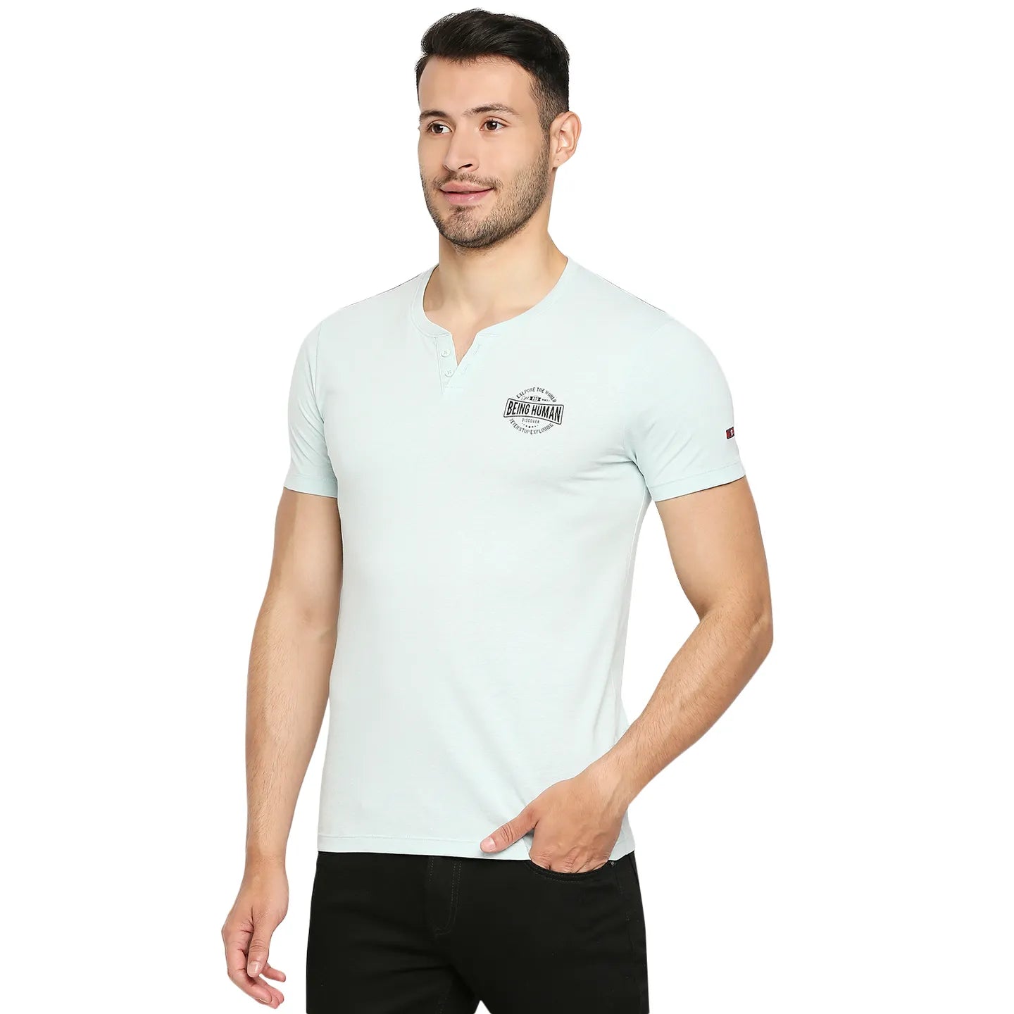 Grey Regular Fit Men's Short Sleeves T-Shirt by Being Human Clothing