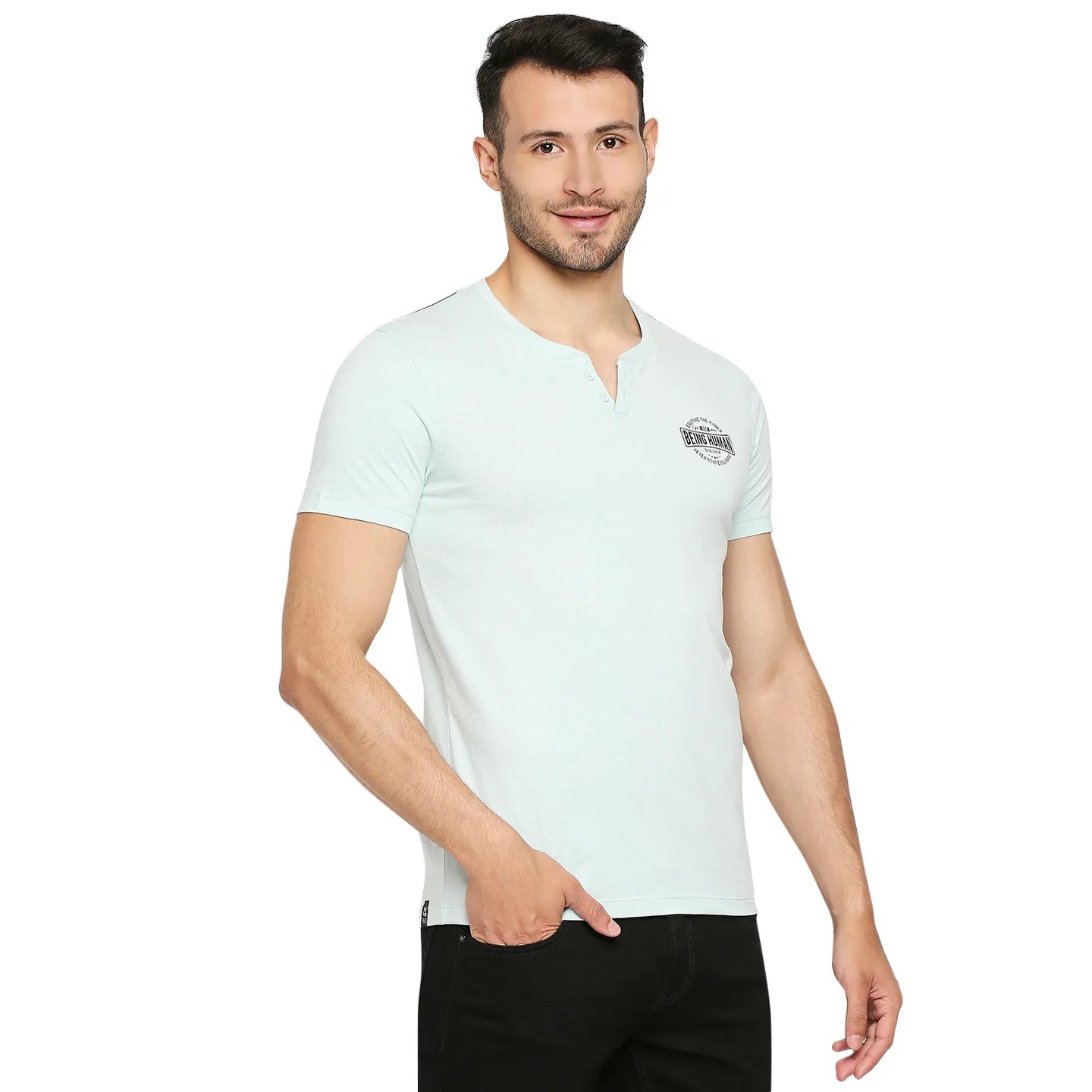Grey Regular Fit Men's Short Sleeves T-Shirt by Being Human Clothing