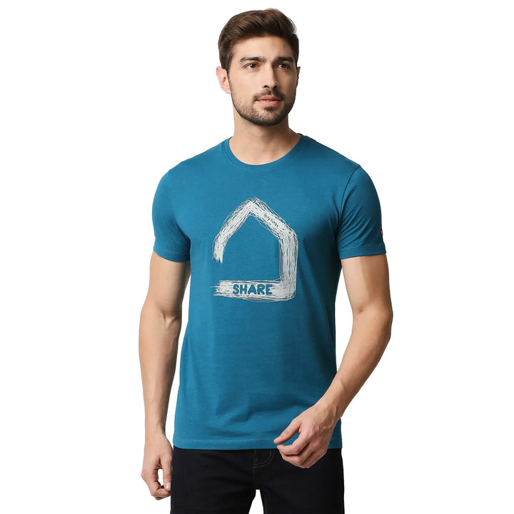 Teal Regular Fit Men's Short Sleeves T-Shirt by Being Human Clothing
