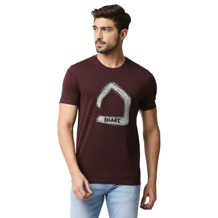 Dark Wine Regular Fit Men's Short Sleeves T-Shirt by Being Human Clothing