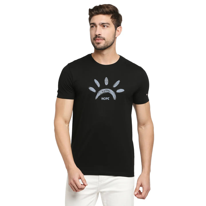 Black Regular Fit Men's Short Sleeves T-Shirt by Being Human Clothing