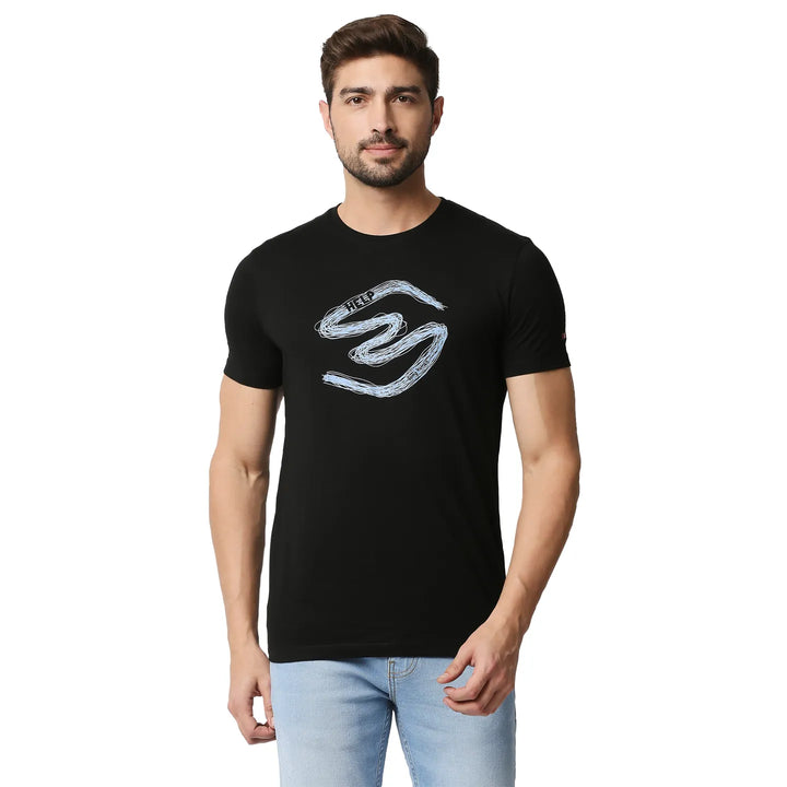 Black Regular Fit Men's Short Sleeves T-Shirt by Being Human Clothing