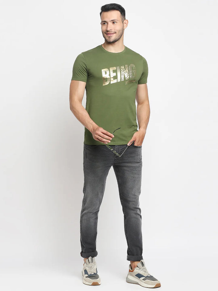Green Regular Fit Men's Short Sleeves T-Shirt by Being Human Clothing