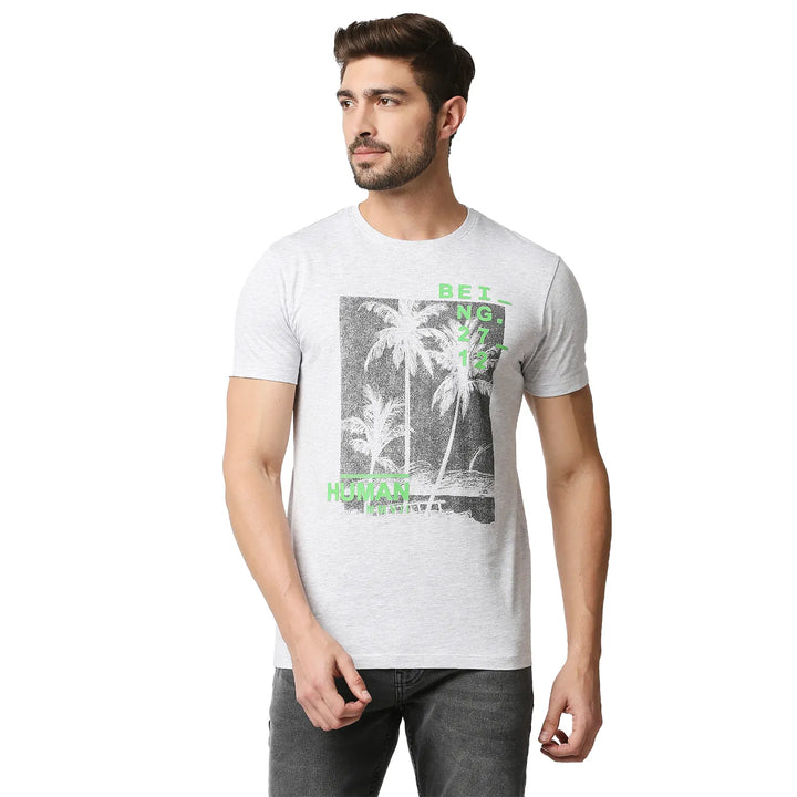 Grey Regular Fit Men's Short Sleeves T-Shirt by Being Human Clothing