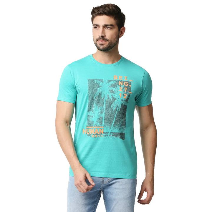 Blue Regular Fit Men's Short Sleeves T-Shirt by Being Human Clothing