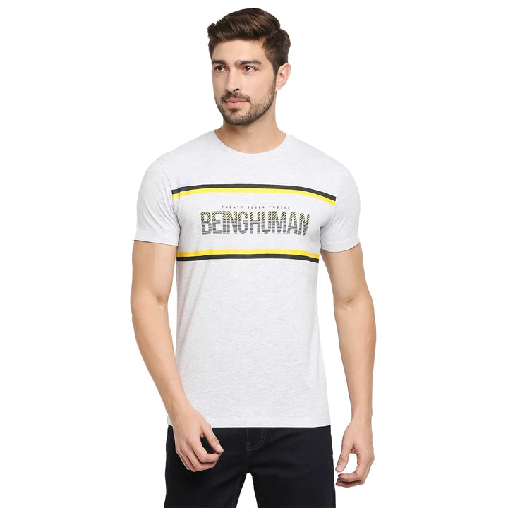 Grey Regular Fit Men's Short Sleeves T-Shirt by Being Human Clothing