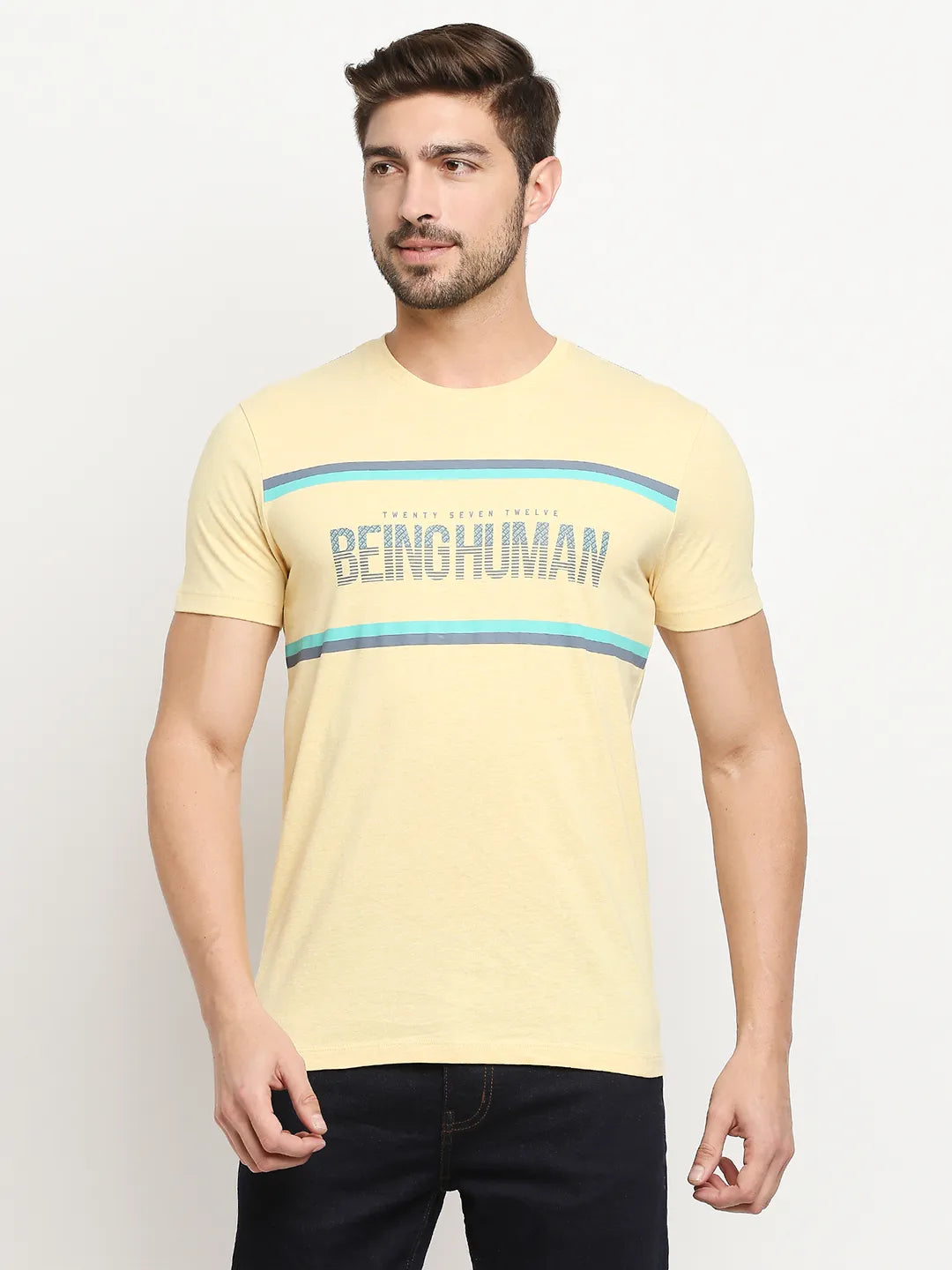 Yellow Regular Fit Men's Short Sleeves T-Shirt by Being Human Clothing