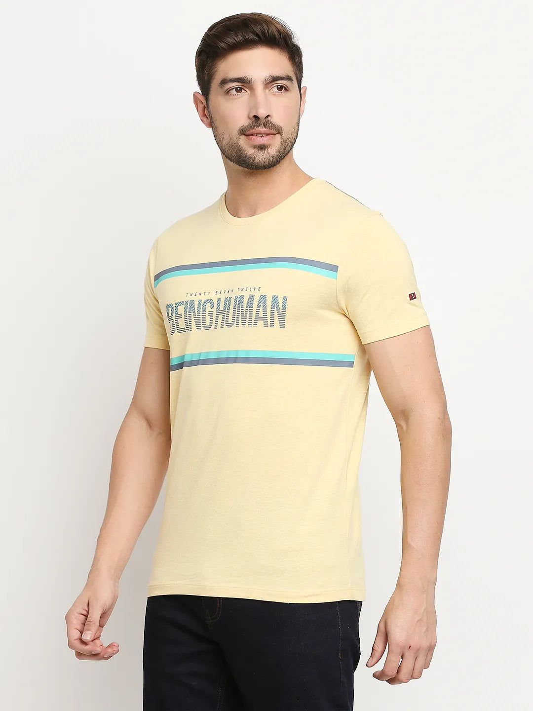 Yellow Regular Fit Men's Short Sleeves T-Shirt by Being Human Clothing